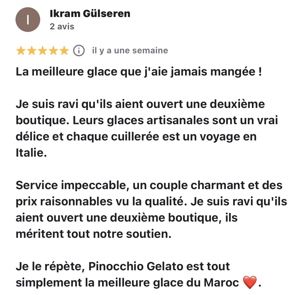 Avis Google de Ikram Gülseren