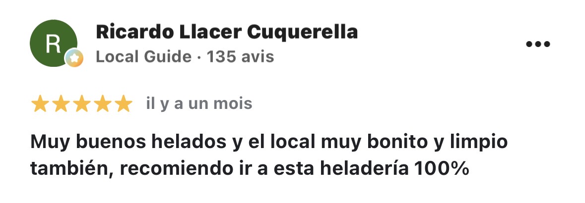 Avis Google de Ricardo Lacer Cuquerella